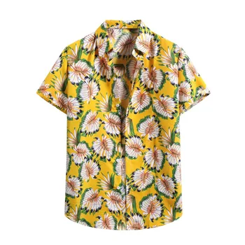 Хавайски Листа от Тропически Растения Риза Мъжки Гореща Разпродажба Дишаща 3D Принт С Къси Ръкави и Летни Блузи, Ризи Готина Градинска Дамски Блуза