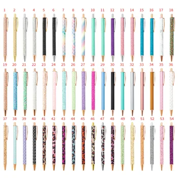 химикалка писалка 10шт 54 цвята, креативен подарък, златен прах дръжка за пресоване, метална рекламна химикалка химикалка