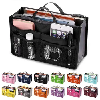 Чанта-органайзер Дамски Найлонова Чанта-органайзер за пътуване, в чантата, голяма подложка, Дамски косметичка за грим, Евтина дамска чанта-тоут
