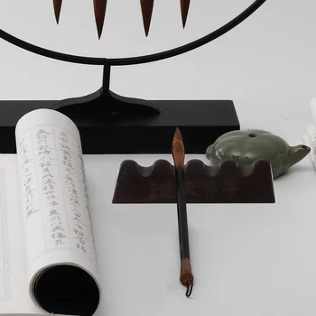 Четка за писане, Поставка за четки, монтиран на стената самостоятелен Подвижни дървени настолен инструмент за съхранение, 1 бр. Поставка за писалки за