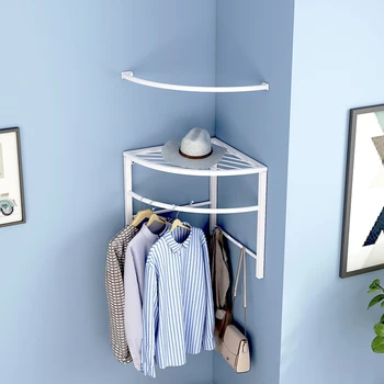 Ъглова закачалка за дрехи без дупки, стенни закачалка за дрехи в спалнята, домакински проста стенни закачалка за съхранение на предмети, ъглова закачалка за дрехи