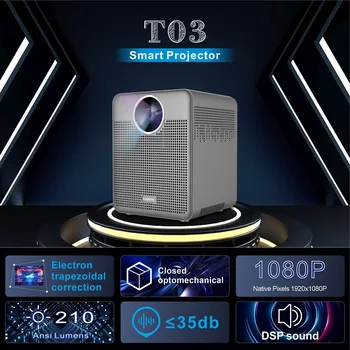2023 T03 Proyector Full HD 1080p LED 2.4 5G Двойна Wifi Мобилен 3D LCD Дисплей С Къс Ход на Android 9 Преносим 4K Кино На Открито Projetor