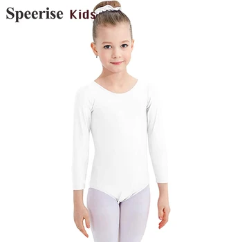 Детски балетные трика Speerise с дълги ръкави за момичета, гимнастически танц боди с кръгло деколте, топ от ликра, професионално облекло за упражнения