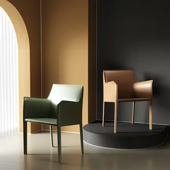 Дизайнерски столове Accent за помещения, Скрин за кафе, Поставка за ръце, Италиански Единични Скандинавските Столове, Кожена Мобилна мебели за дома, Muebles De Cocina
