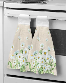 Летни цветя, Маргаритки, Акварельное кърпа за ръце за баня, кухненски Абсорбиращи окачени кърпи, Меки детски кърпичка от микрофибър