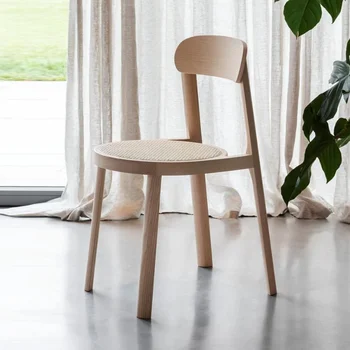 Модерен минималистичен домашен италиански минималистичен стол от ратан с облегалка квадратен табуретка