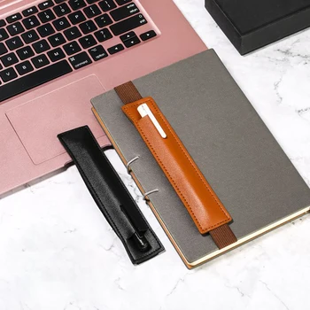 Регулируем държач за писалка с ластик, цветни калъф за дръжка от изкуствена кожа, гума държач за писалка за лаптоп, 8-1,5 инча, Подвижна