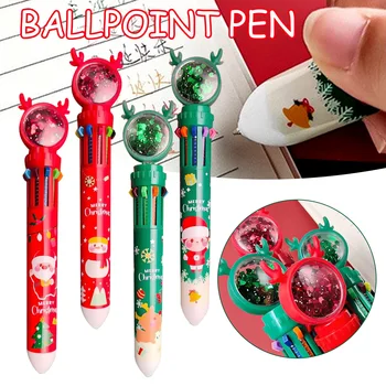 Цветна химикалка писалка 10 в 1 с коледен дизайн, изчистен дизайн, канцелярская дръжка за жени Gril